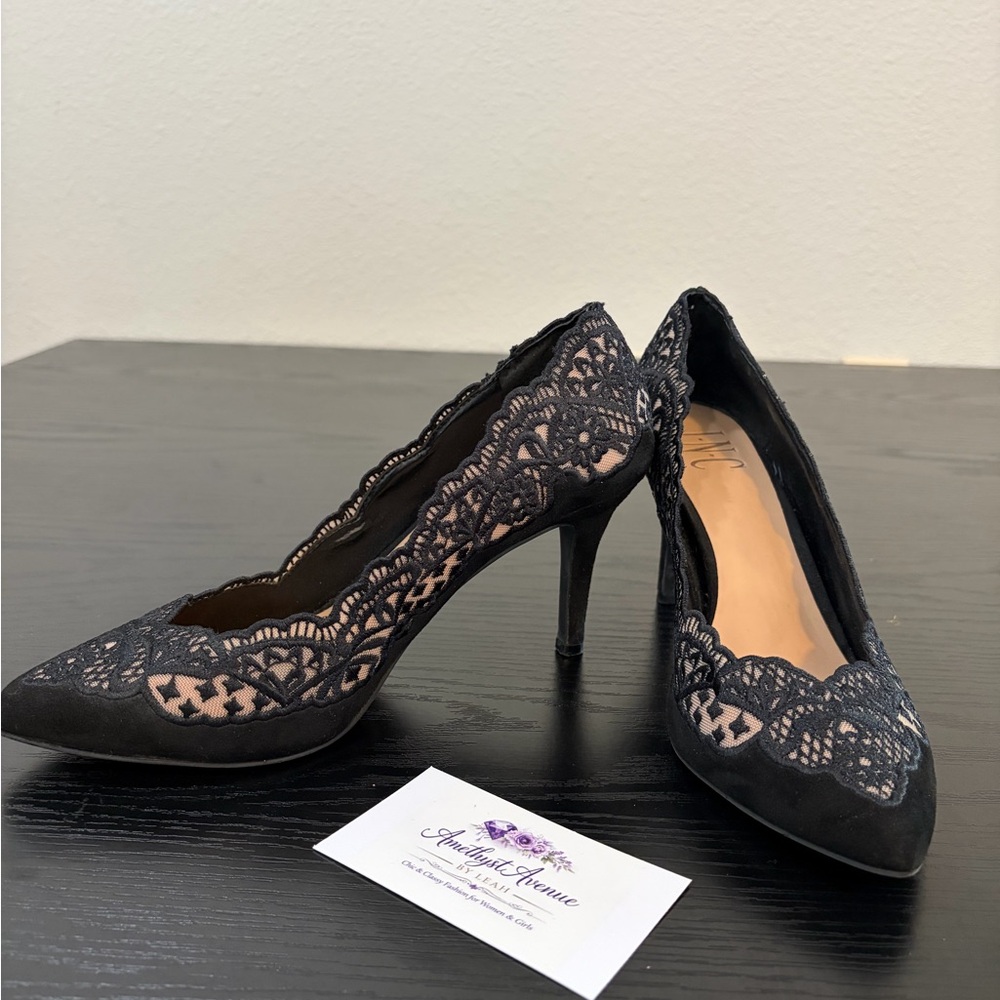 INC International Concepts Black Lace Heels